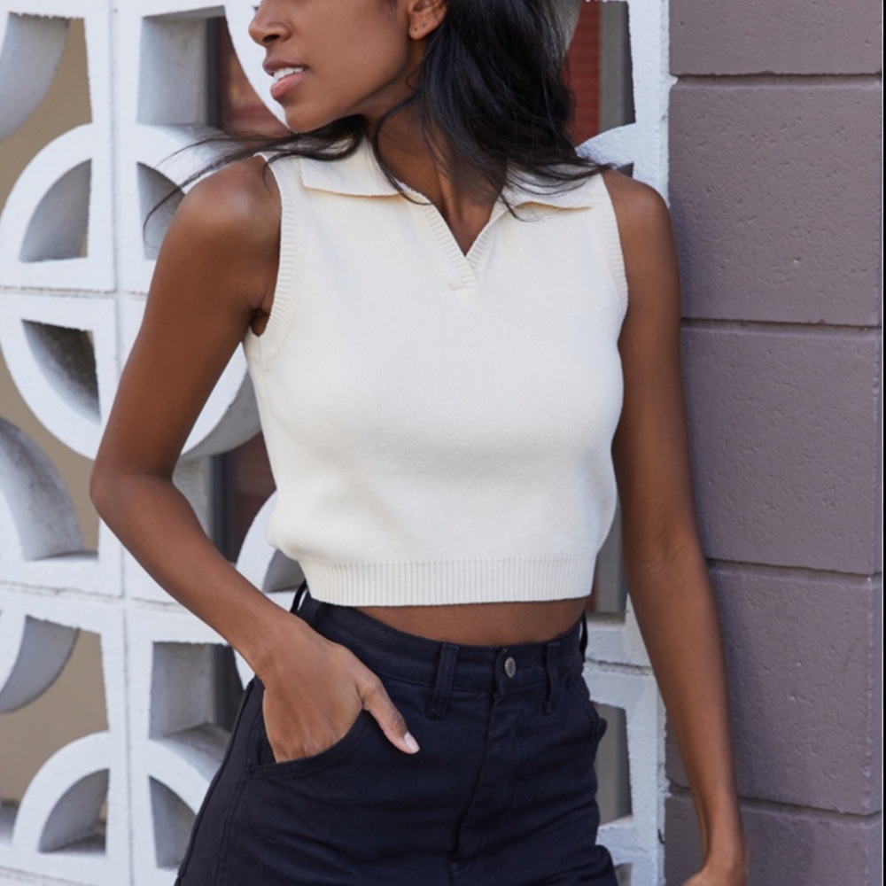 John Galt Cropped Polo Sweater Tank